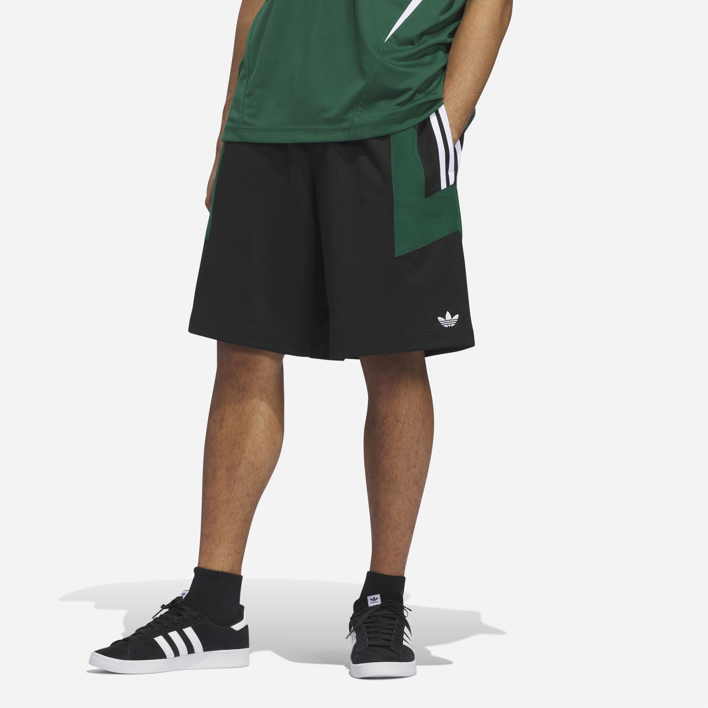 Adidas Skateboarding - Football Short - Black / Dark Green / White