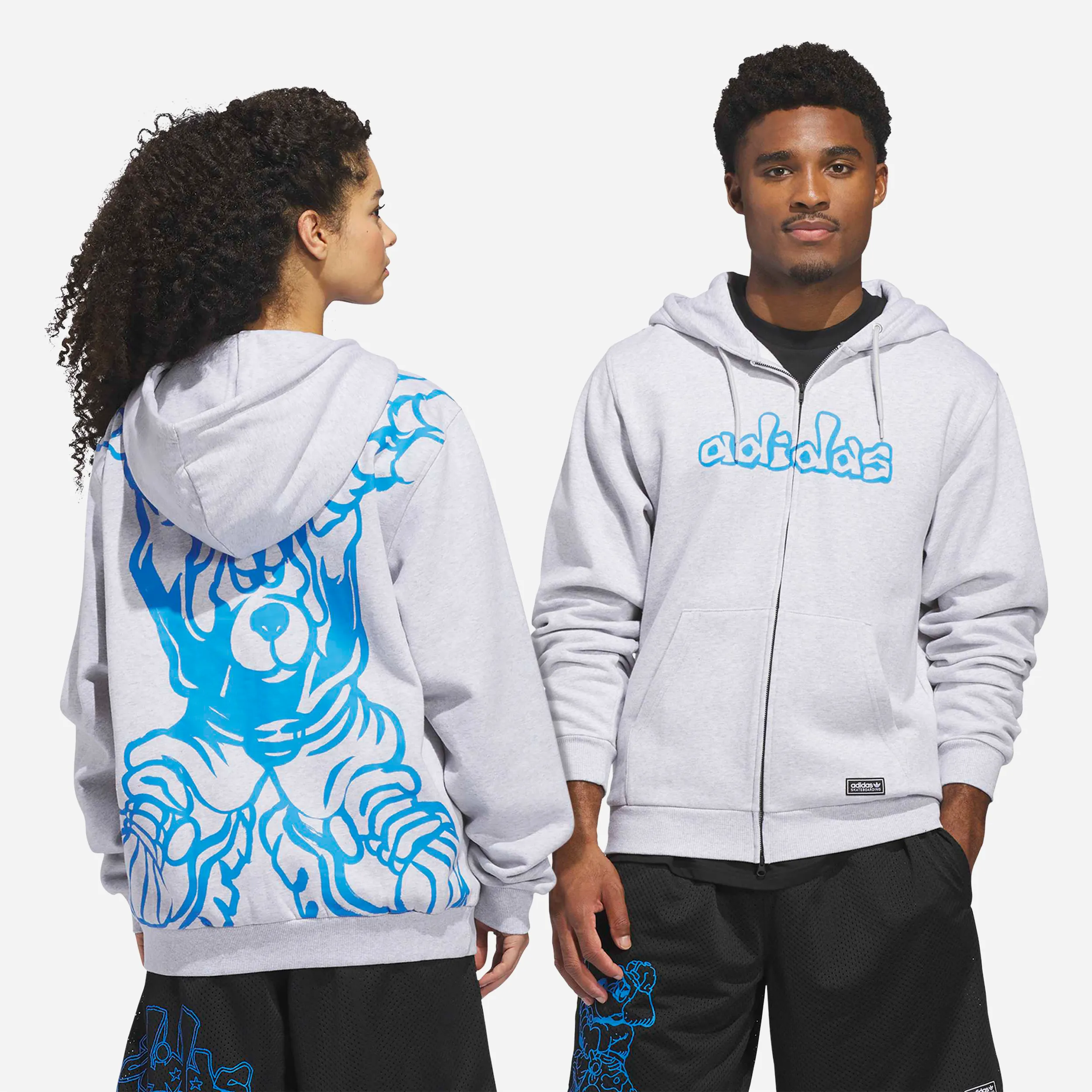 Sweat à Capuche Zippé Adidas Skateboarding x Kogancult Gris