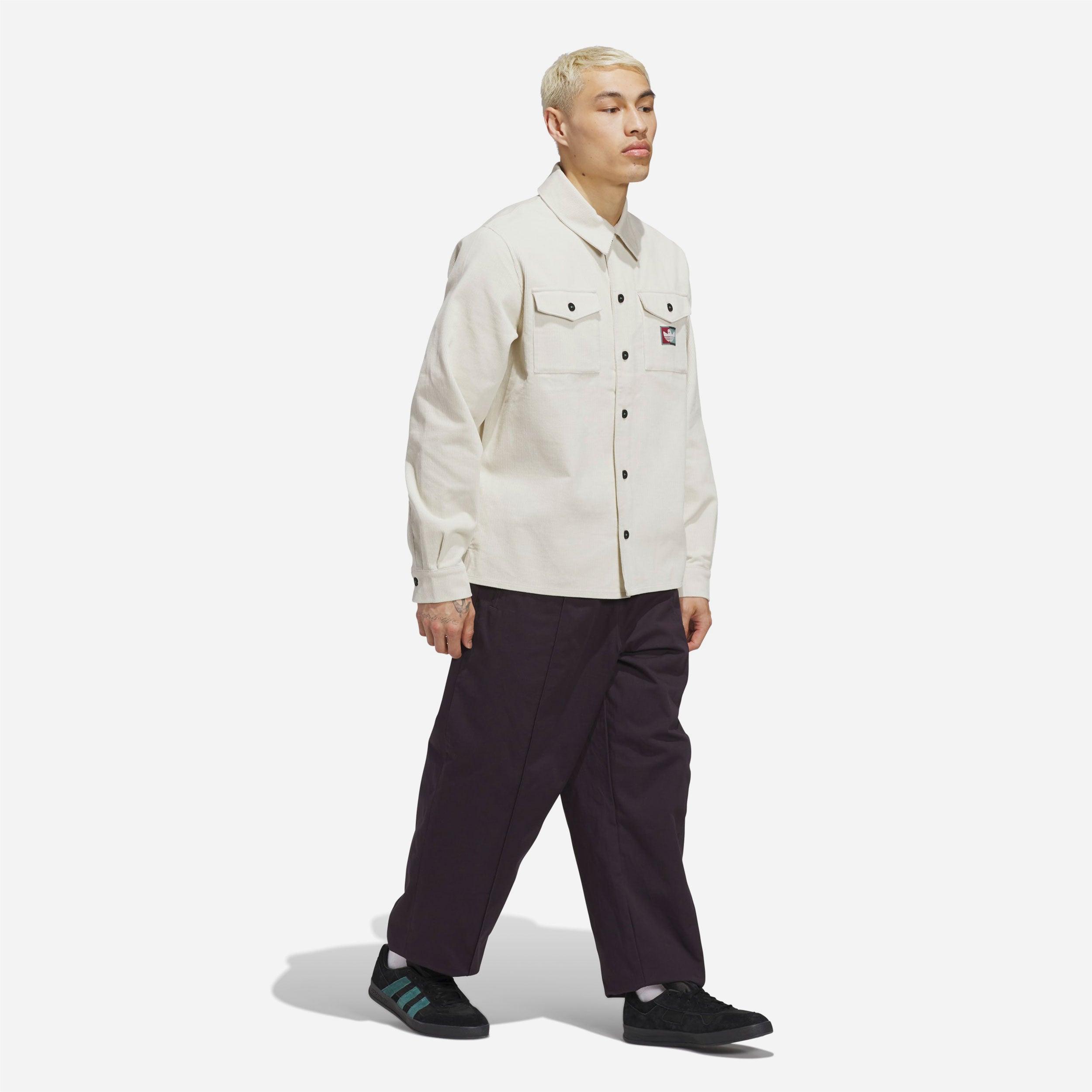 Adidas Skateboarding - Shmoofoil Corduroy Button Up Shirt - Alumina / Shadow Red