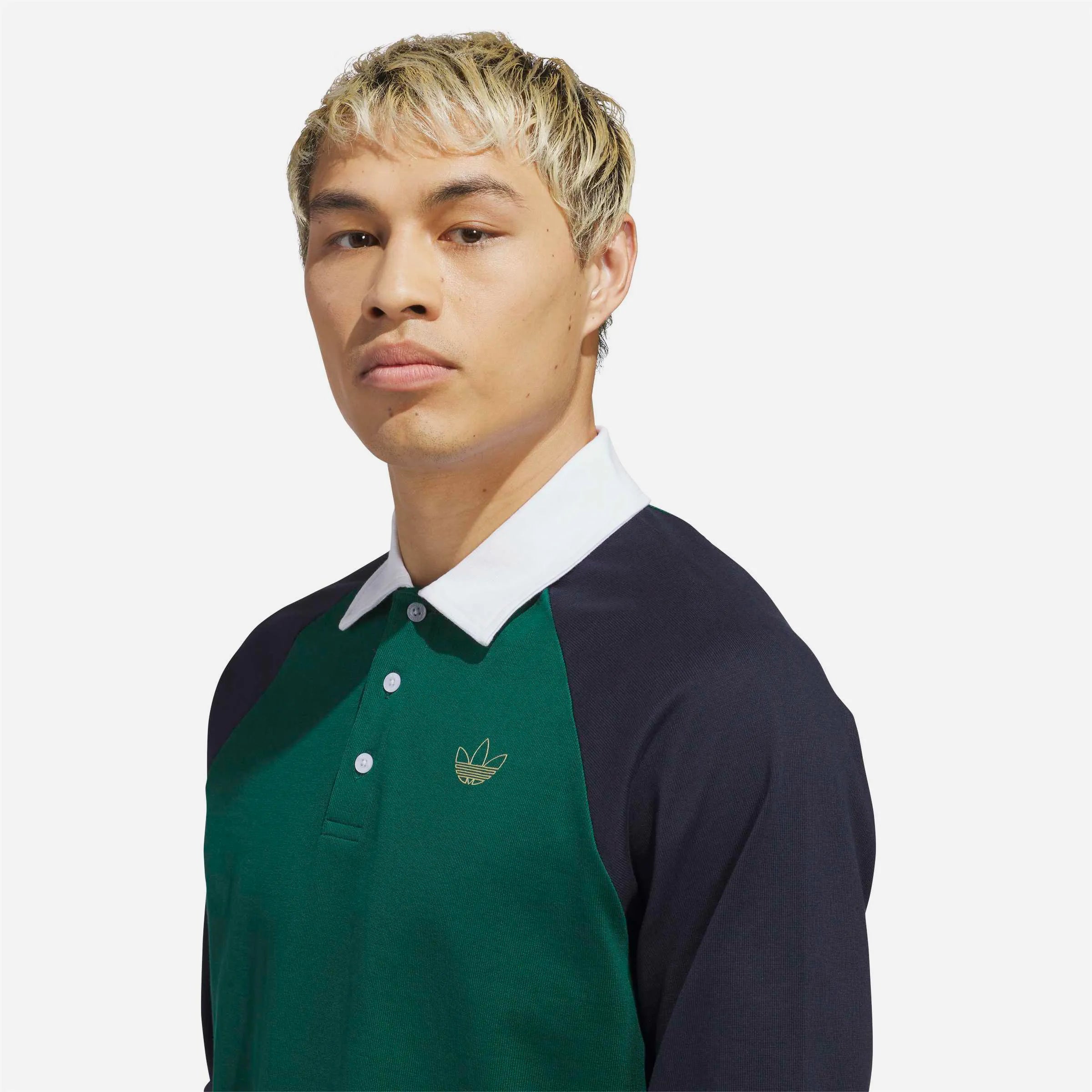 Adidas Skateboarding - Tyshawn Rugby Polo - Collegiate green / Legend Ink