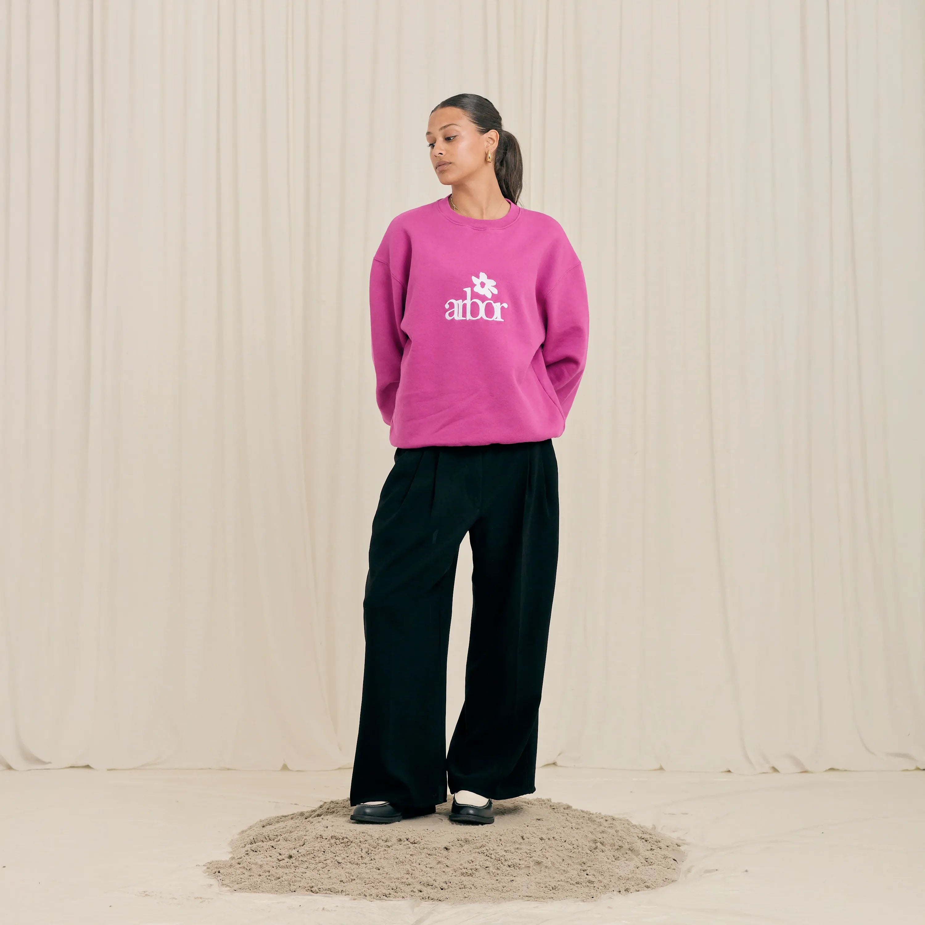 Arbor Antwerp Flower Purple Crewneck Pink- Heavyweight (450 GSM)