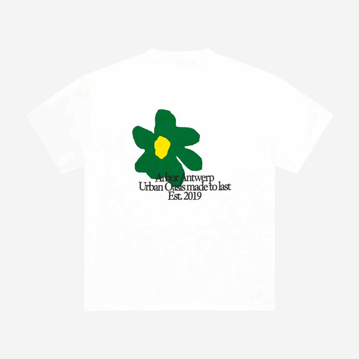 Arbor Antwerp Flower Oasis Green T-shirt White - Back Print