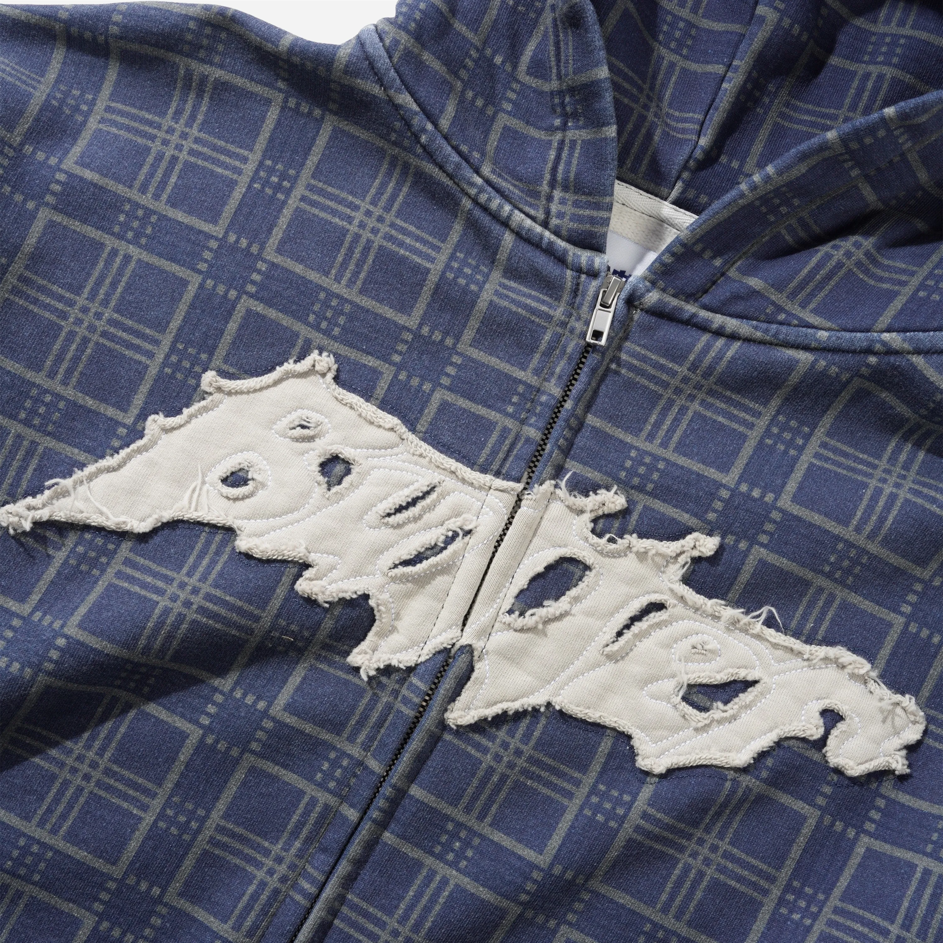Sweat Zippé Butter Goods - Amplify Zip-Thru Hood Washed Navy Plaid