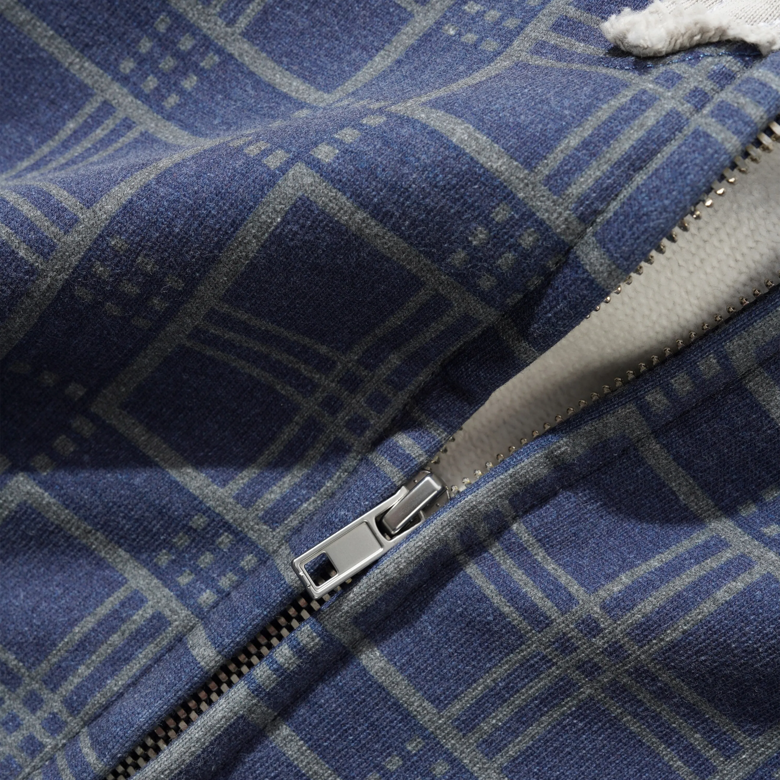 Sweat Zippé Butter Goods - Amplify Zip-Thru Hood Washed Navy Plaid
