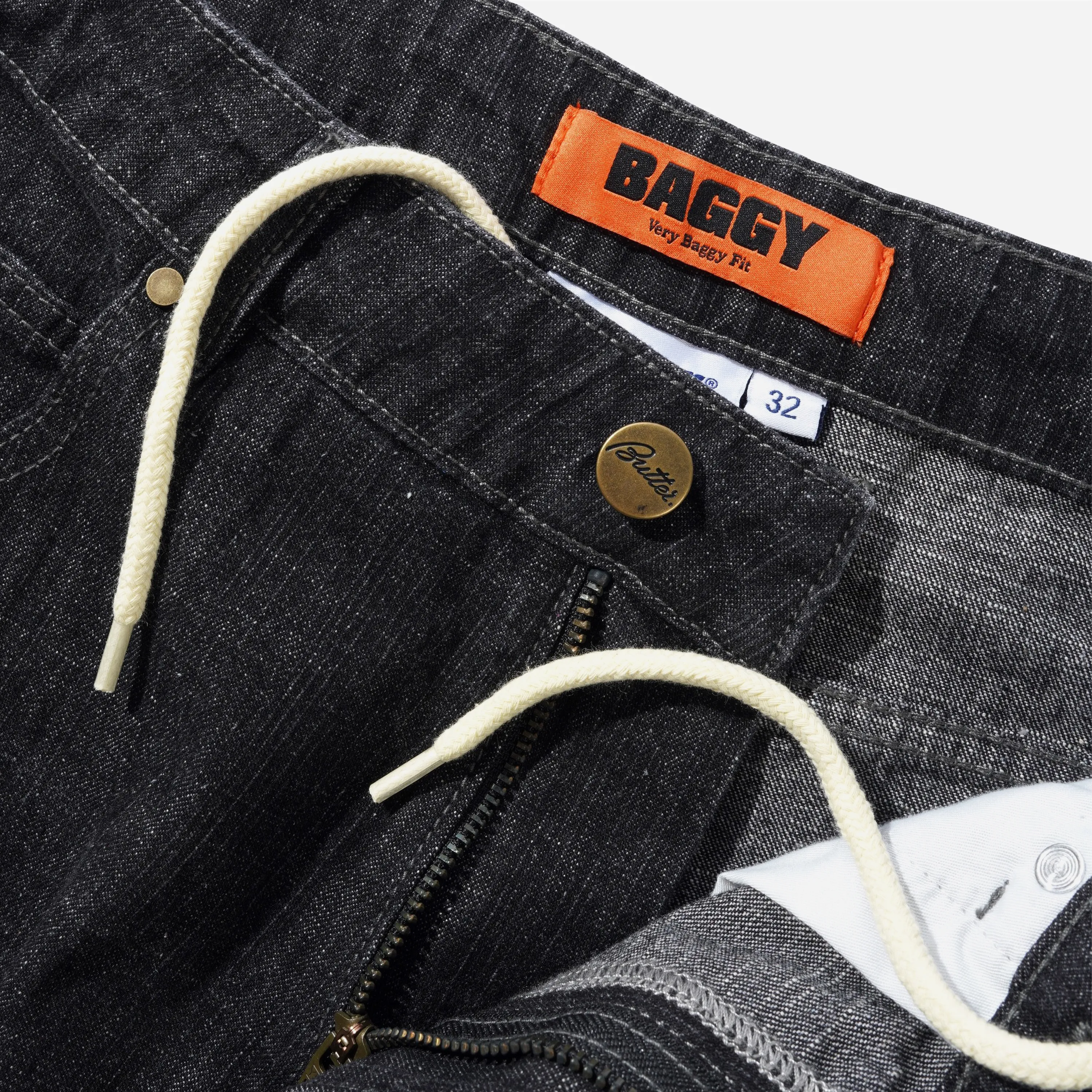 Jean Baggy Butter Goods - Scorpion Stitch Denim Slub Black