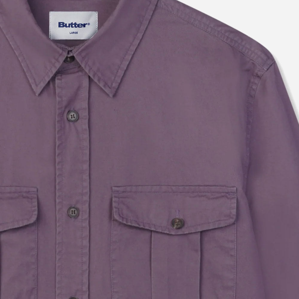 Butter Goods - Washed Pocket LS Shirt - Eggplant