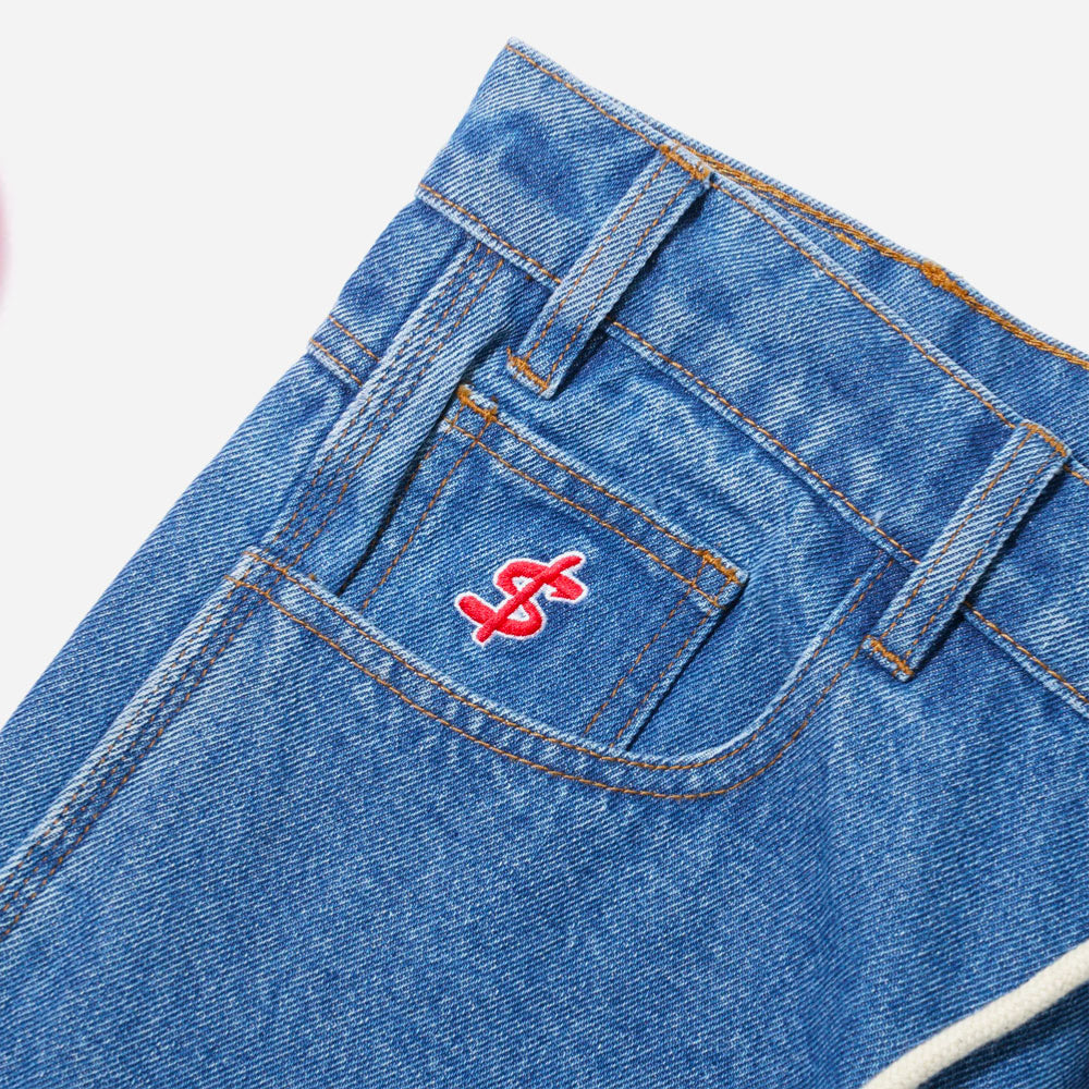 Cash only - Logo Baggy Baggy Denim Jeans - Washed Indigo