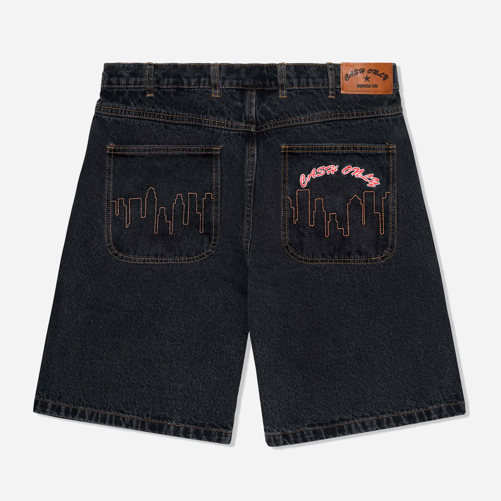 Cash Only - Denim Shorts Logo - Washed Black