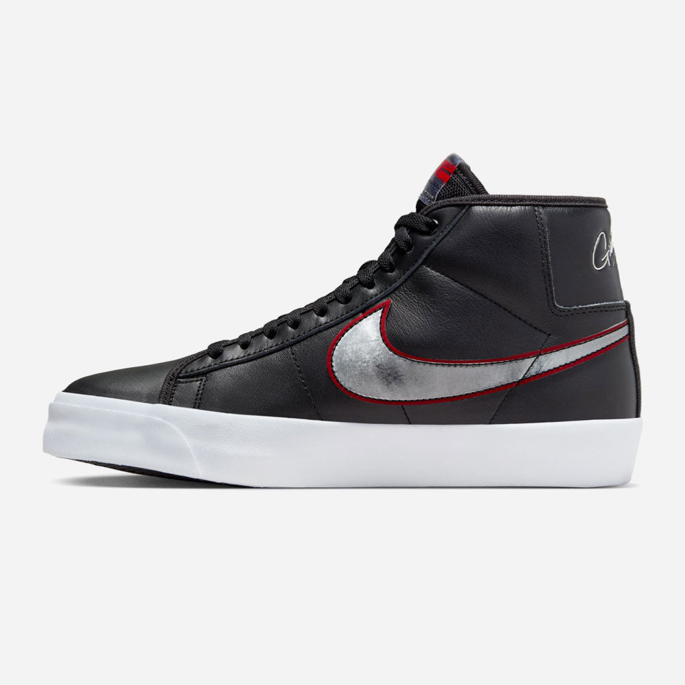 NIKE SB - BLAZER MID x GRANT TAYLOR - Black - Metallic Silver - University Red