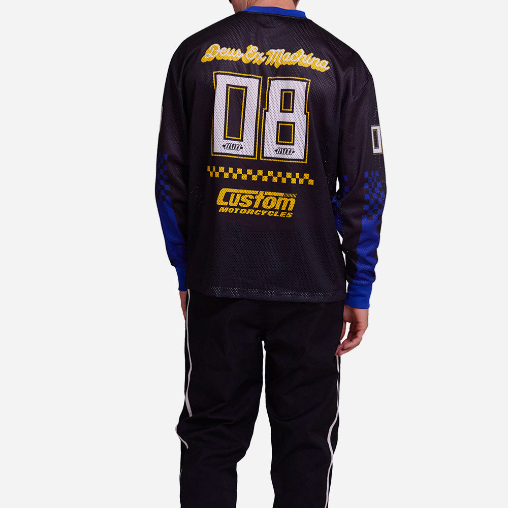 DEUS EX MACHINA - THREEPEAT MOTO JERSEY - Black