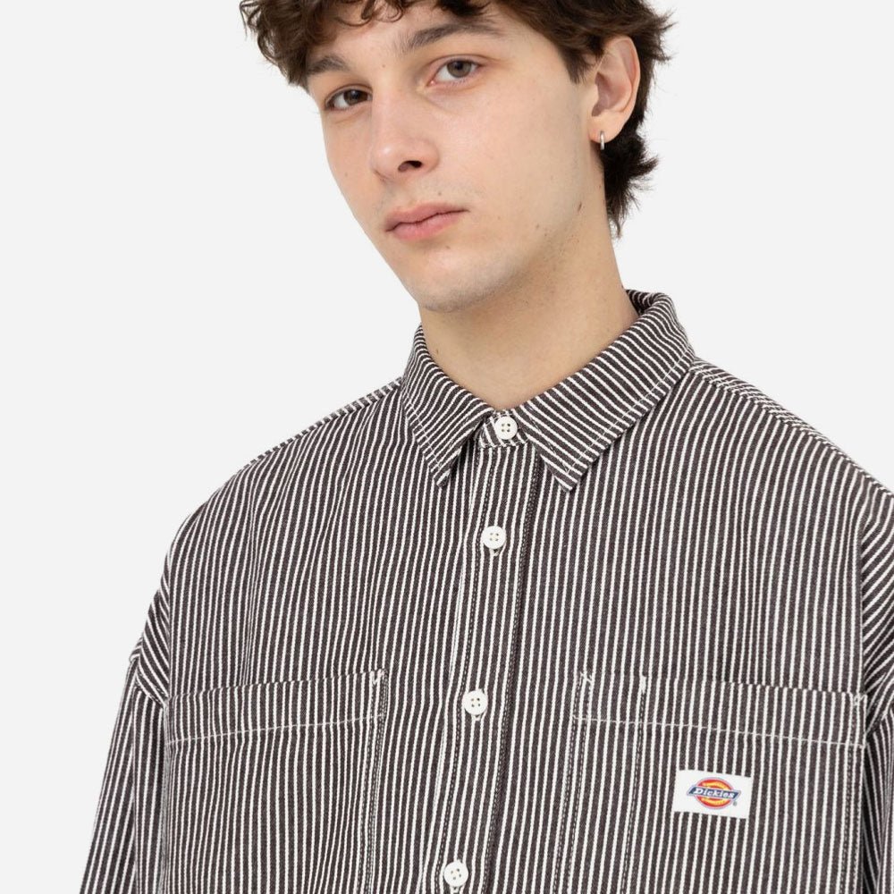 DICKIES - HICKORY LS SHIRT - Dark Brown Hickory