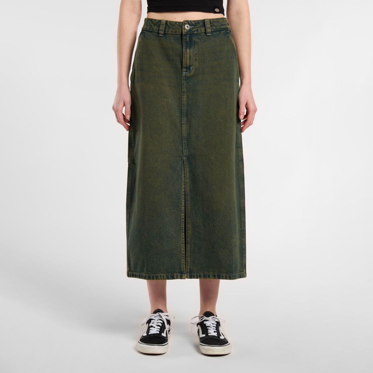DICKIES - LONG DENIM CARPENTER SKIRT W - Green Tone Fade
