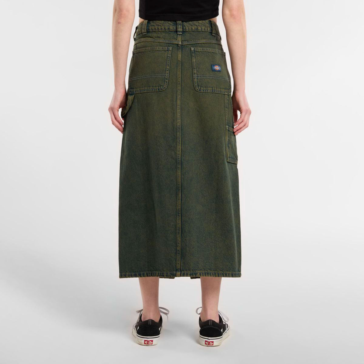 DICKIES - LONG DENIM CARPENTER SKIRT W - Green Tone Fade