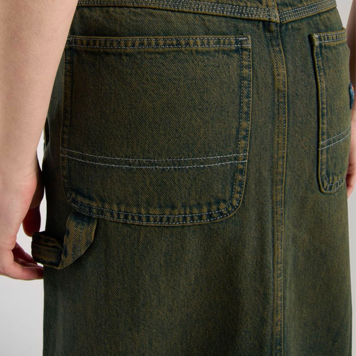DICKIES - LONG DENIM CARPENTER SKIRT W - Green Tone Fade
