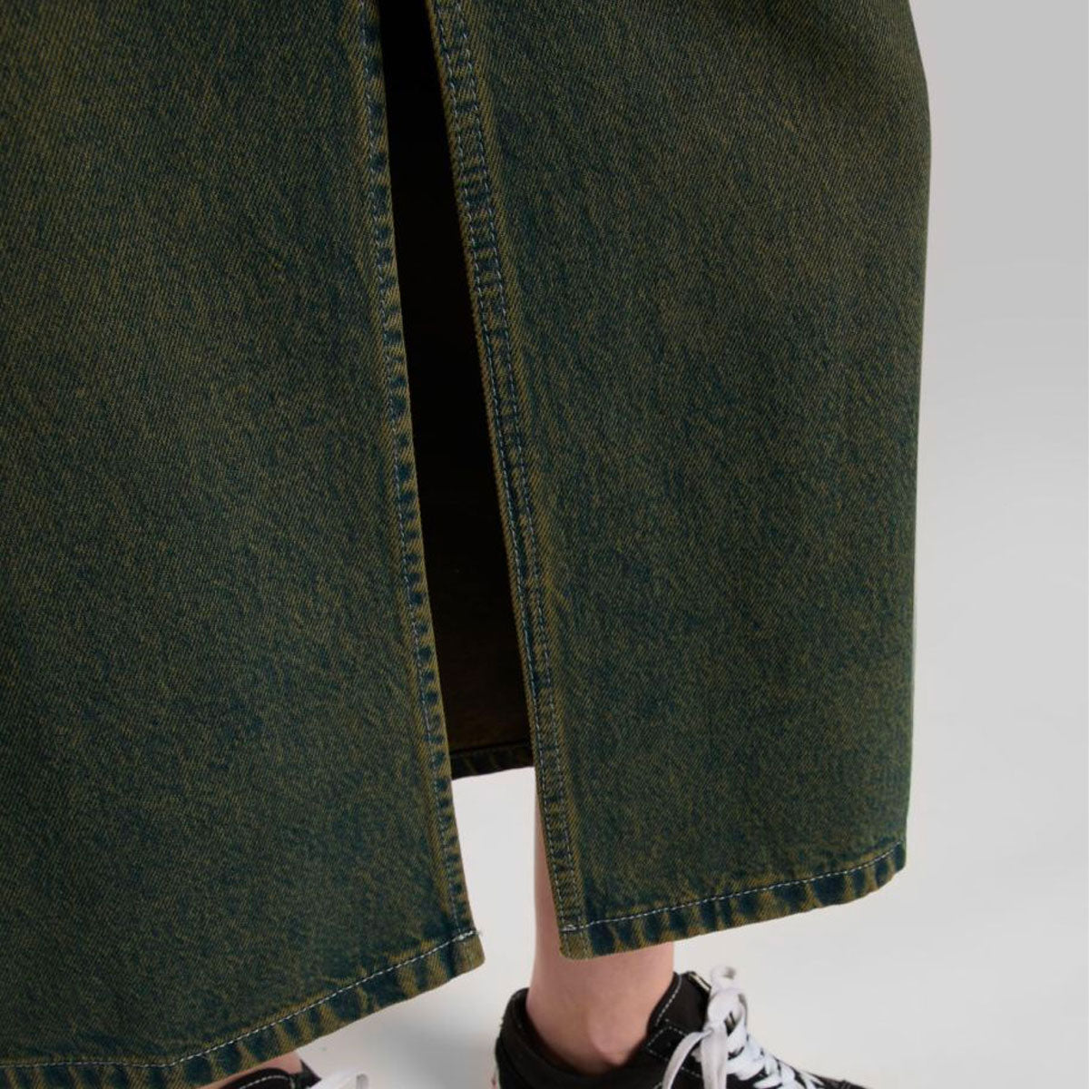 DICKIES - LONG DENIM CARPENTER SKIRT W - Green Tone Fade
