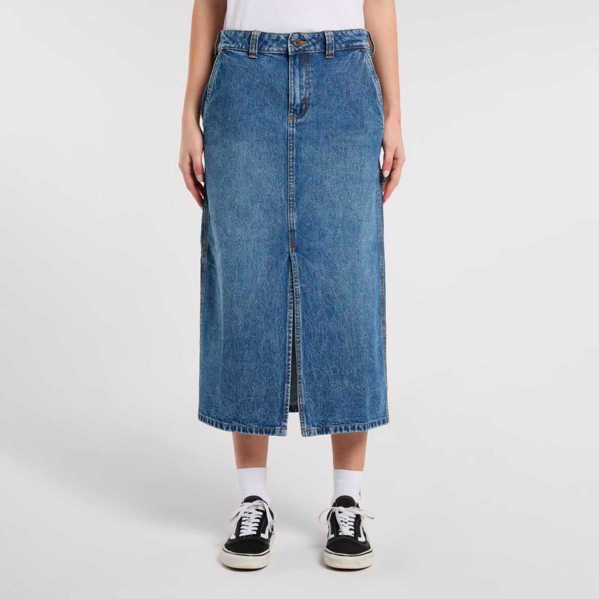 DICKIES - LONG DENIM CARPENTER SKIRT W - Rinsed Fade