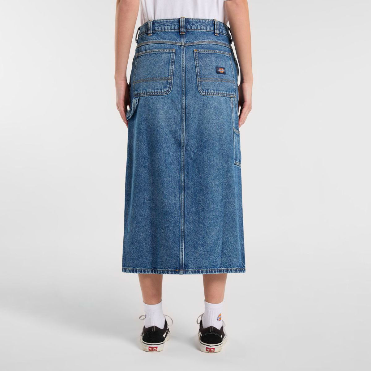 DICKIES - LONG DENIM CARPENTER SKIRT W - Rinsed Fade