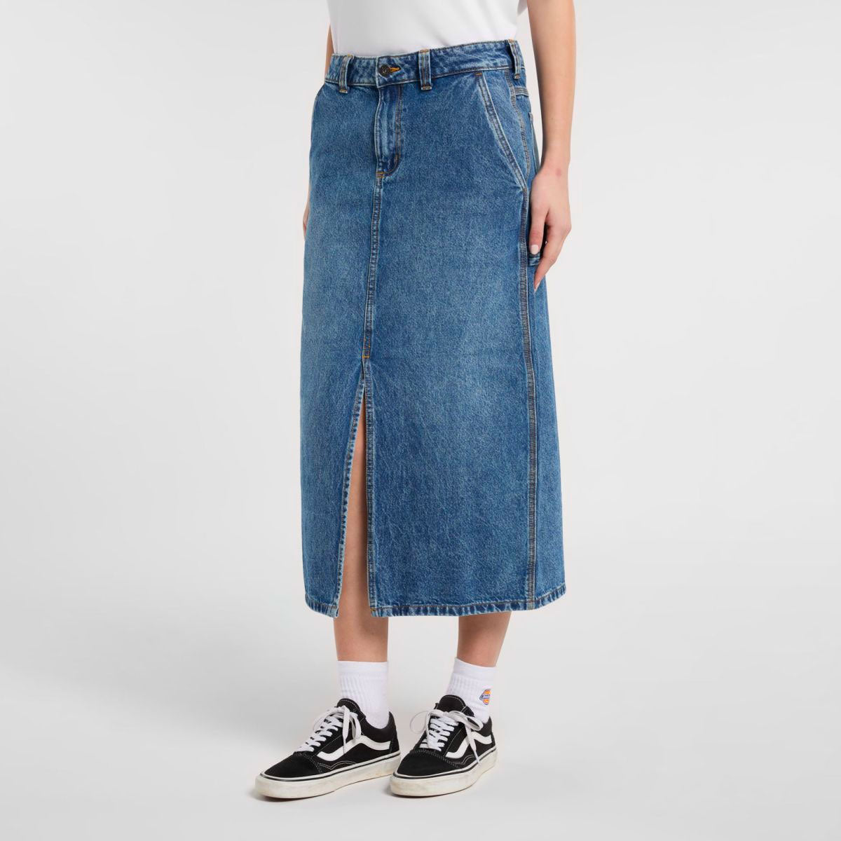 DICKIES - LONG DENIM CARPENTER SKIRT W - Rinsed Fade