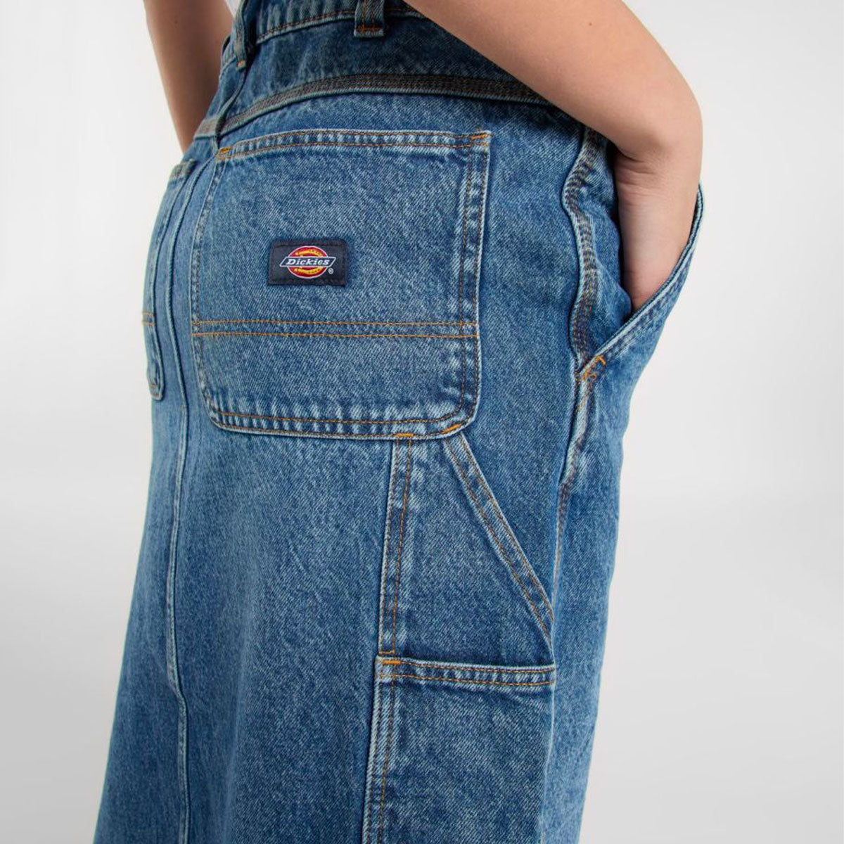 DICKIES - LONG DENIM CARPENTER SKIRT W - Rinsed Fade