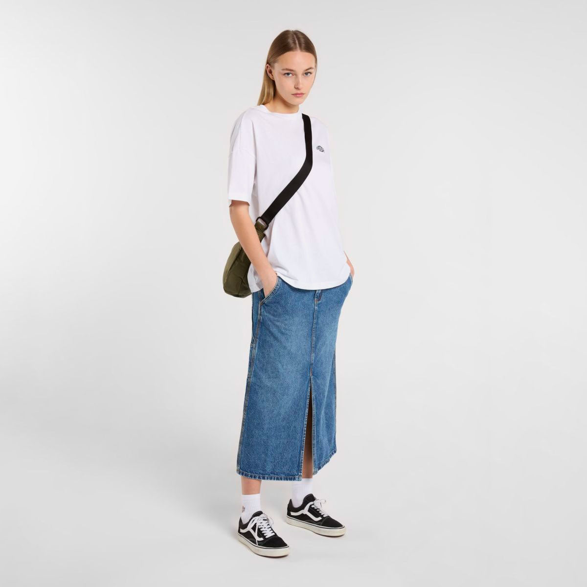 DICKIES - LONG DENIM CARPENTER SKIRT W - Rinsed Fade