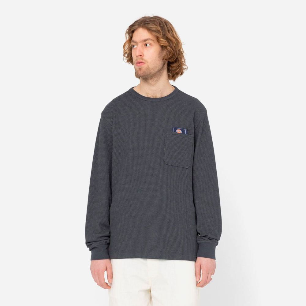 DICKIES X POP TRADING - WAFFLE LS - Charcoal