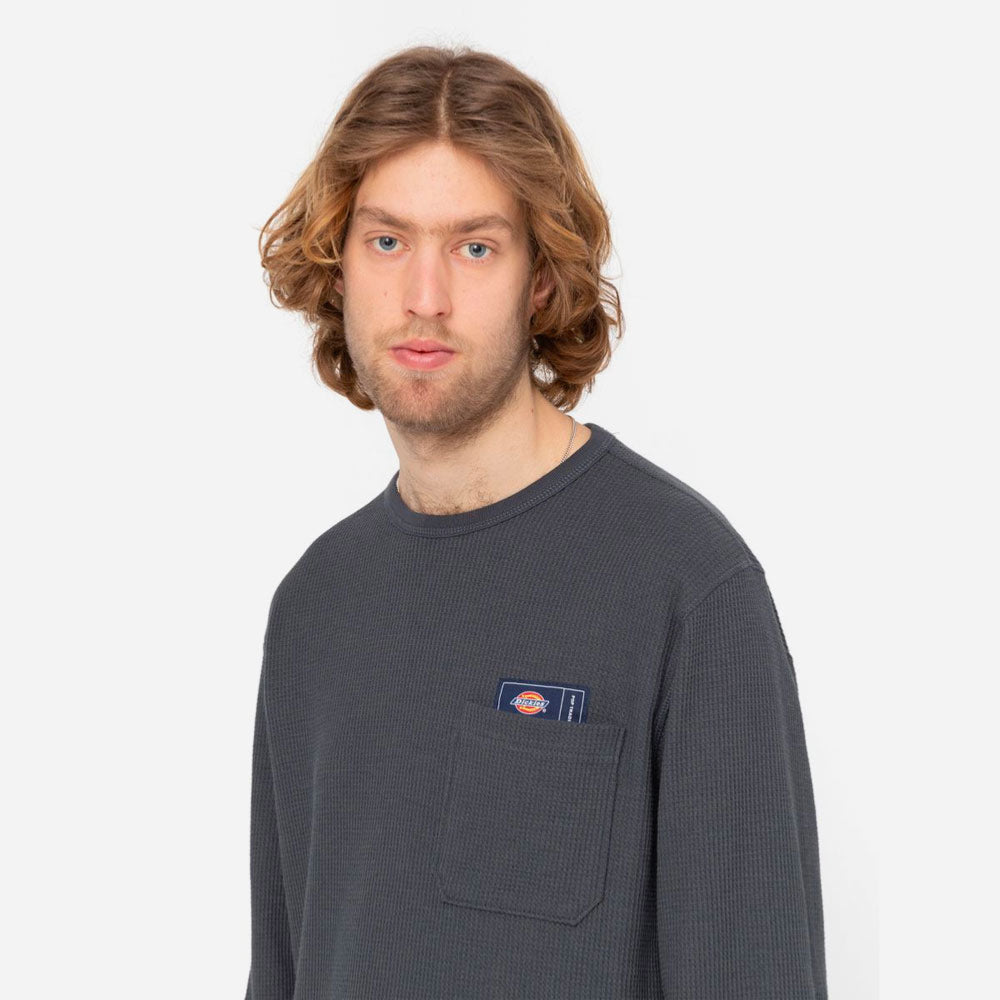 DICKIES X POP TRADING - WAFFLE LS - Charcoal