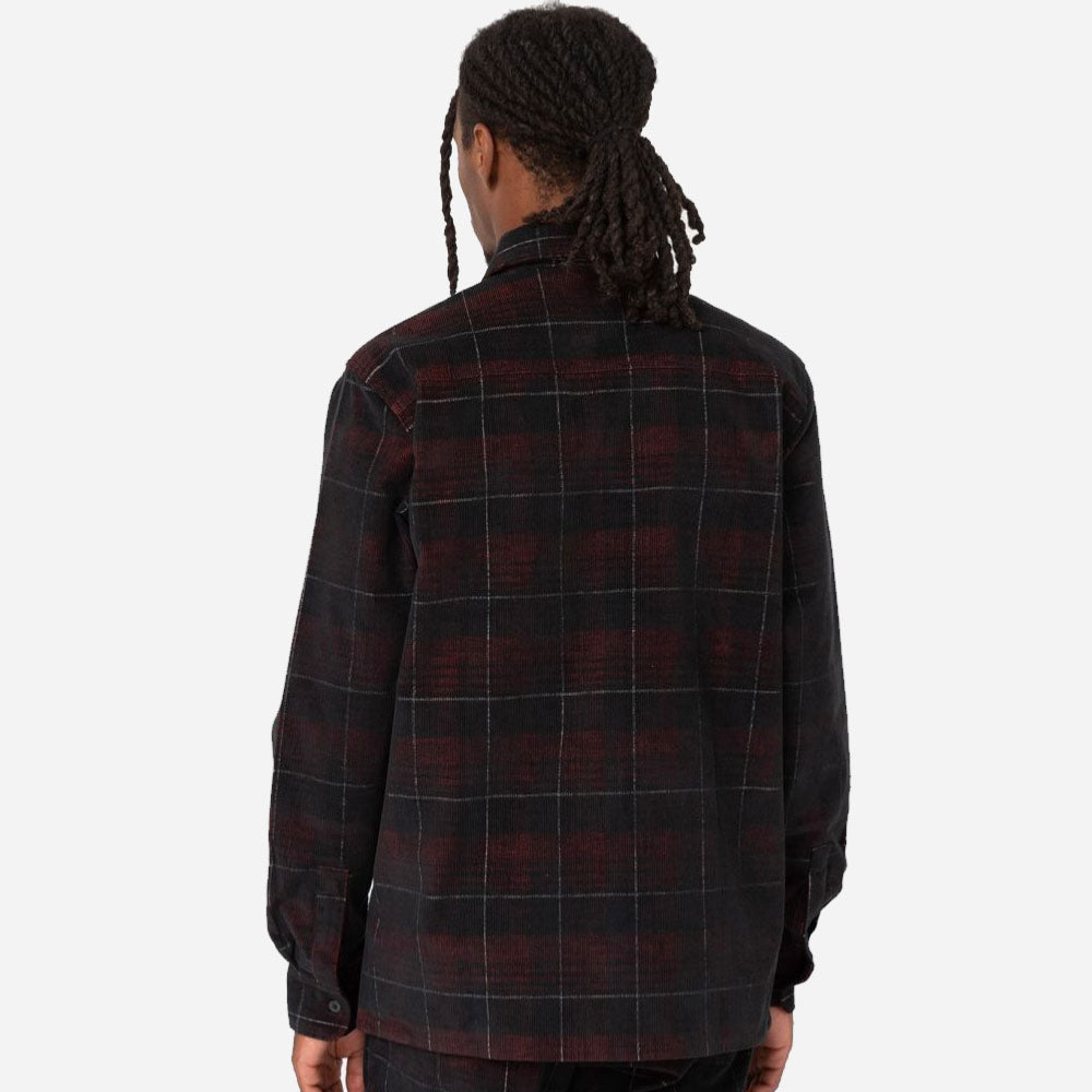 DICKIES - ALMA SHIRT CORD CHECK DARK - BLACK BROWN