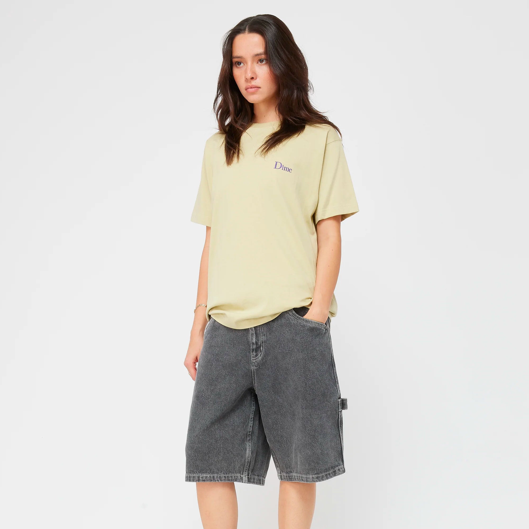 DIME - Classic Small Logo Tee - Light moss