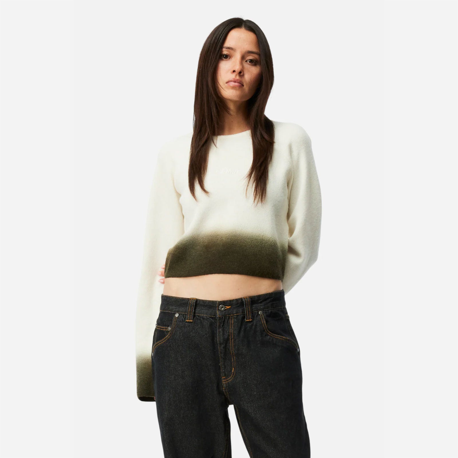 Dime - Cropped Mohair Knit - Gradient Cream