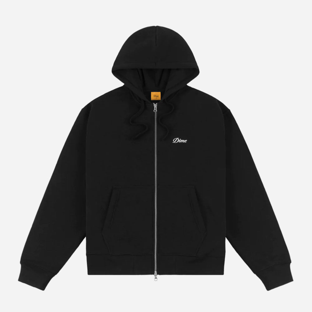 DIME - CURSIVE SMALL LOGO ZIP HOODIE - Black