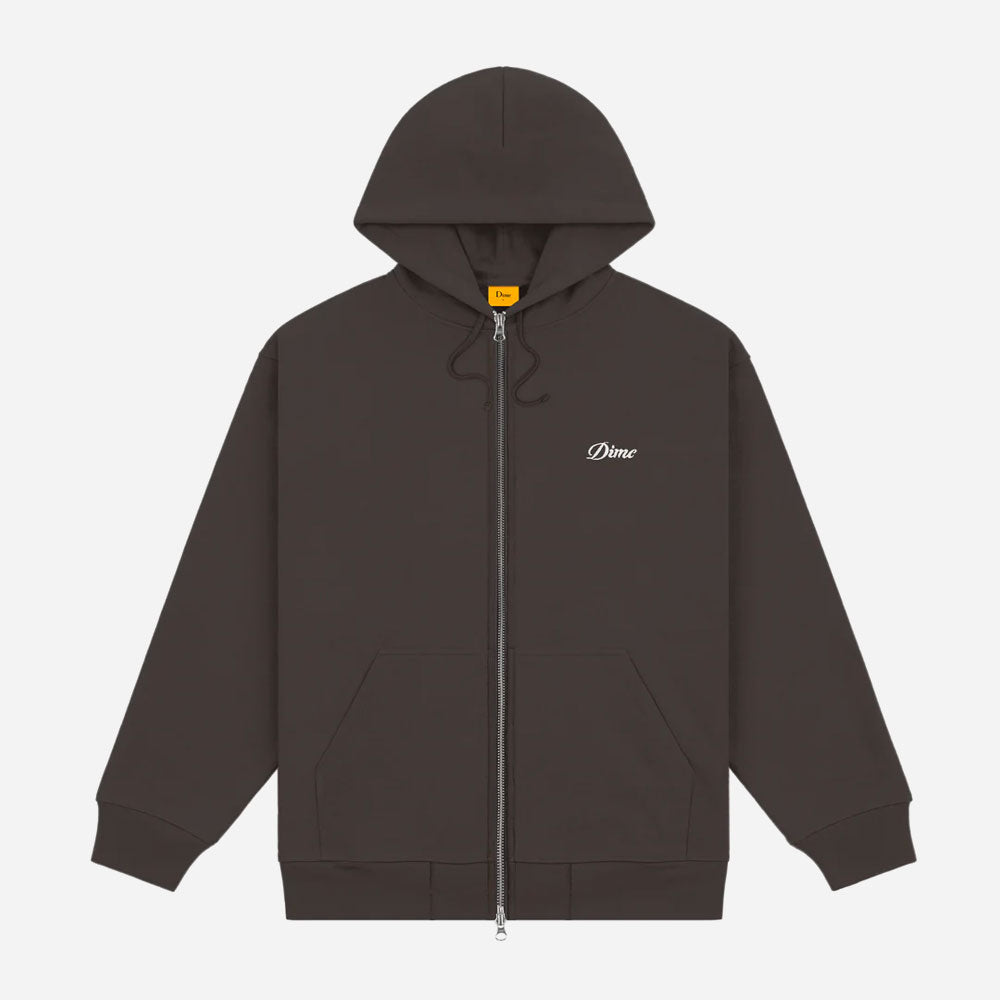 DIME - CURSIVE SMALL LOGO ZIP HOODIE - Vintage Black