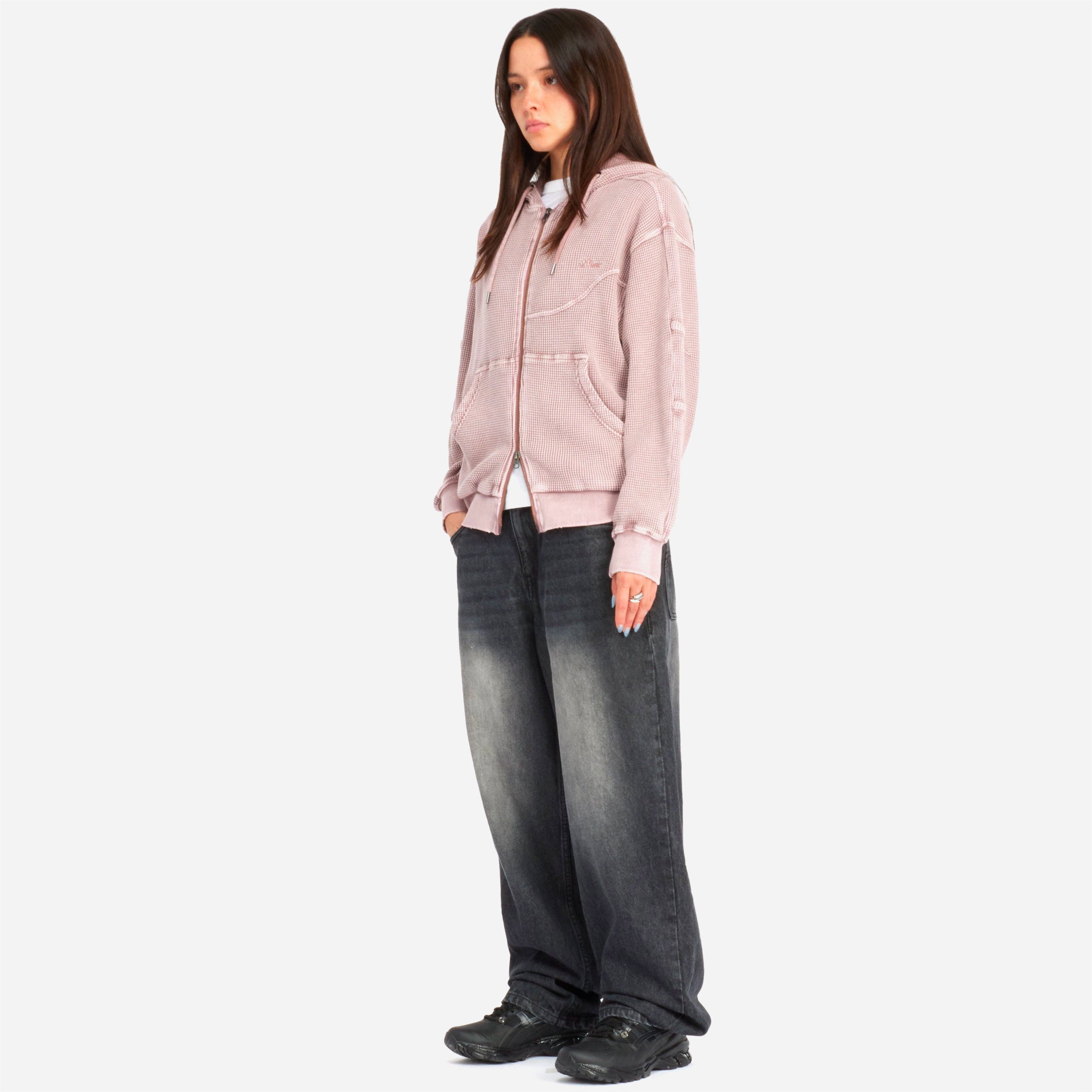 DIME - PREMIUM WAFFLE ZIP HOODIE - Faded Mauve