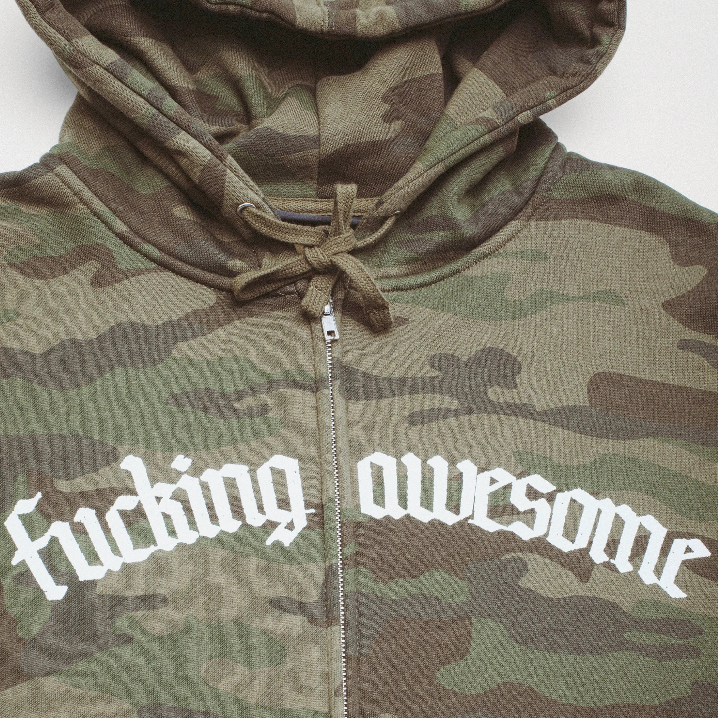 Fucking Awesome - Letter Logo Zipped Hoodie - Camo