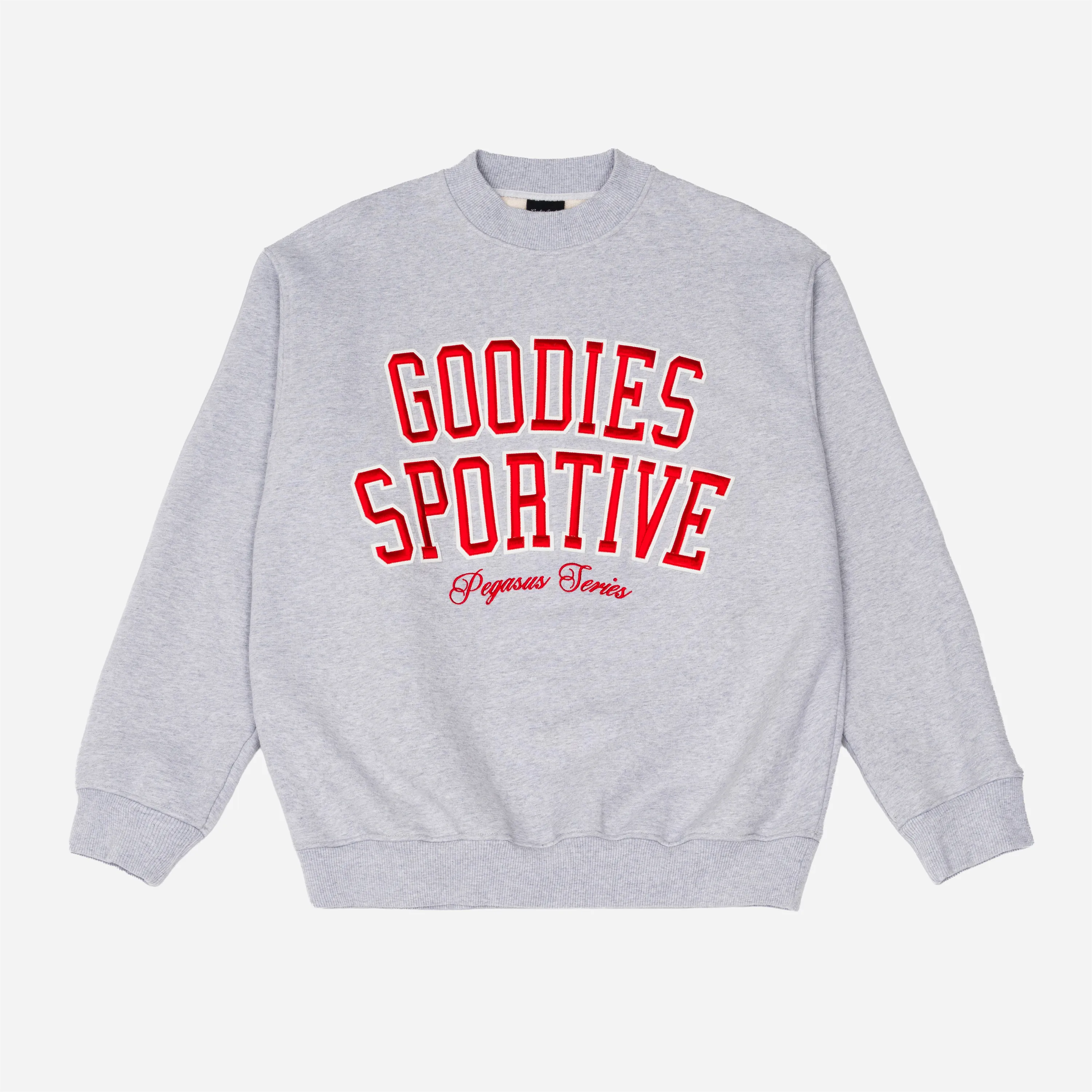 Flat grey sweatshirt with Goodies Sportive embroidery in baseball style.