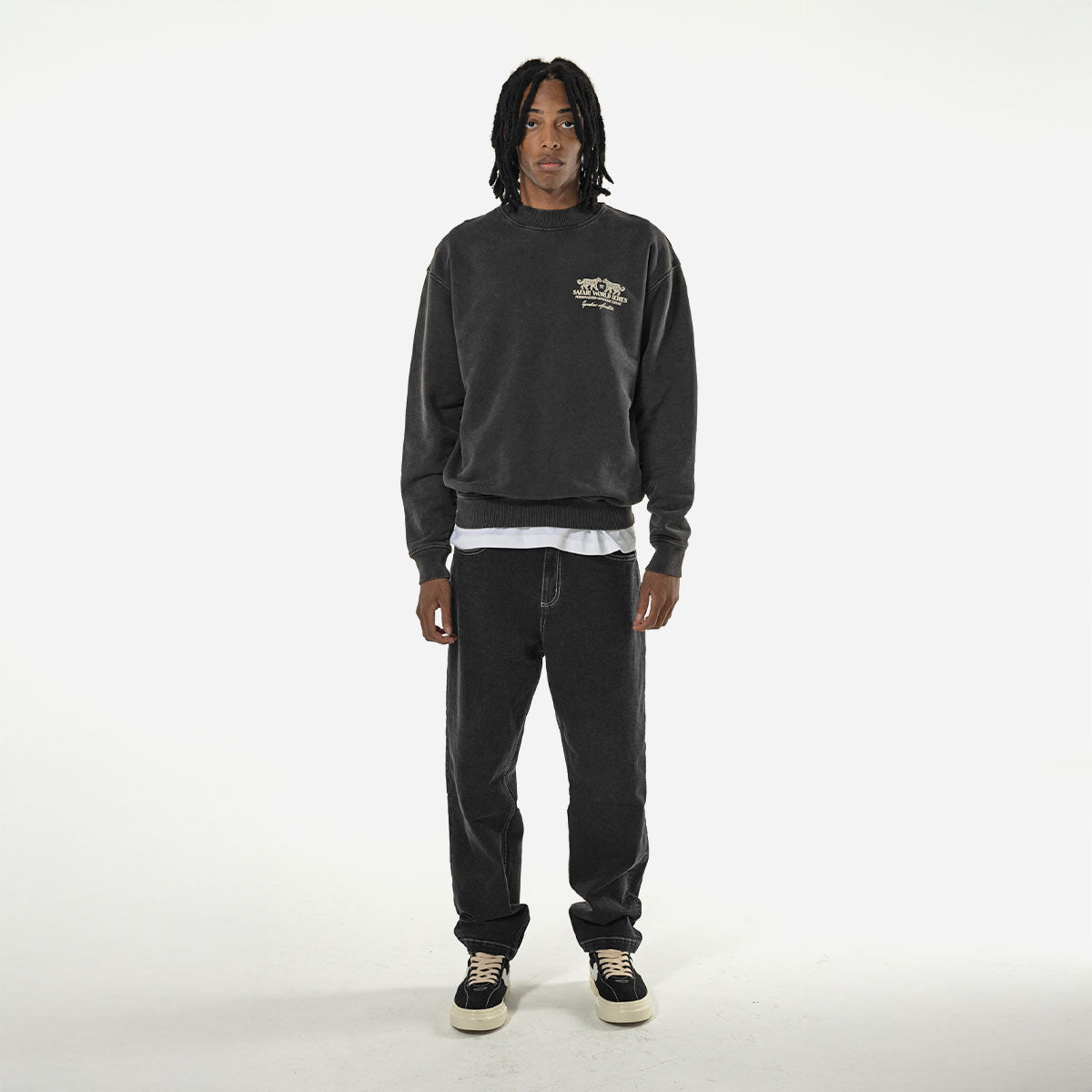 Goodies Sportive - Safari World Series Crewneck - Black Stone Washed