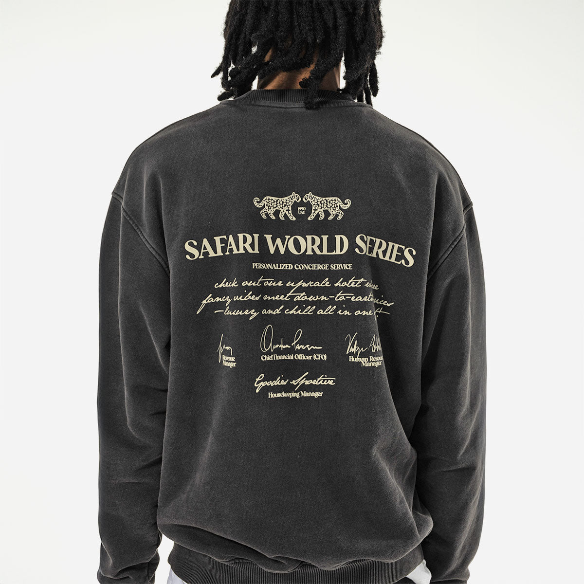 Goodies Sportive - Safari World Series Crewneck - Black Stone Washed