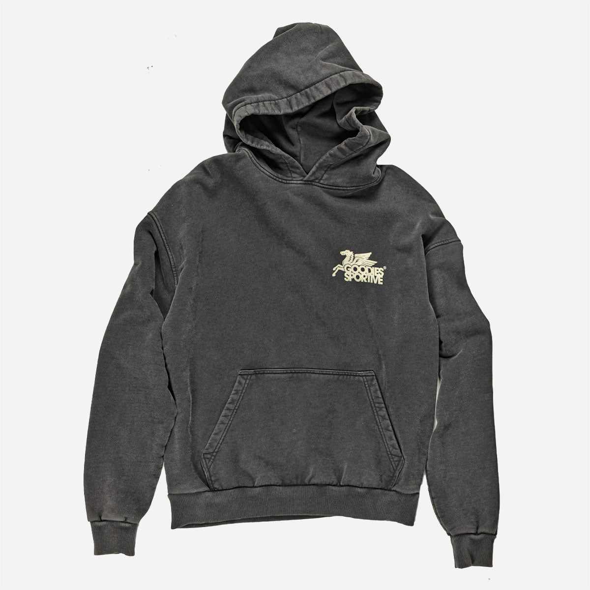 Goodies Sportive - Vintage Pegasus Hoodie - Black Stone Washed
