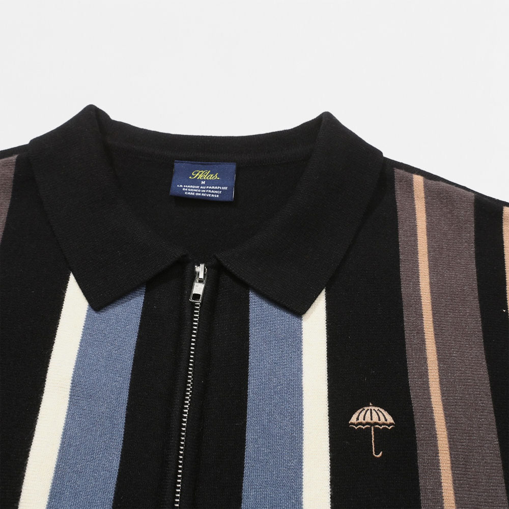 HELAS - BUNDY FULL ZIP KNIT POLO - Black