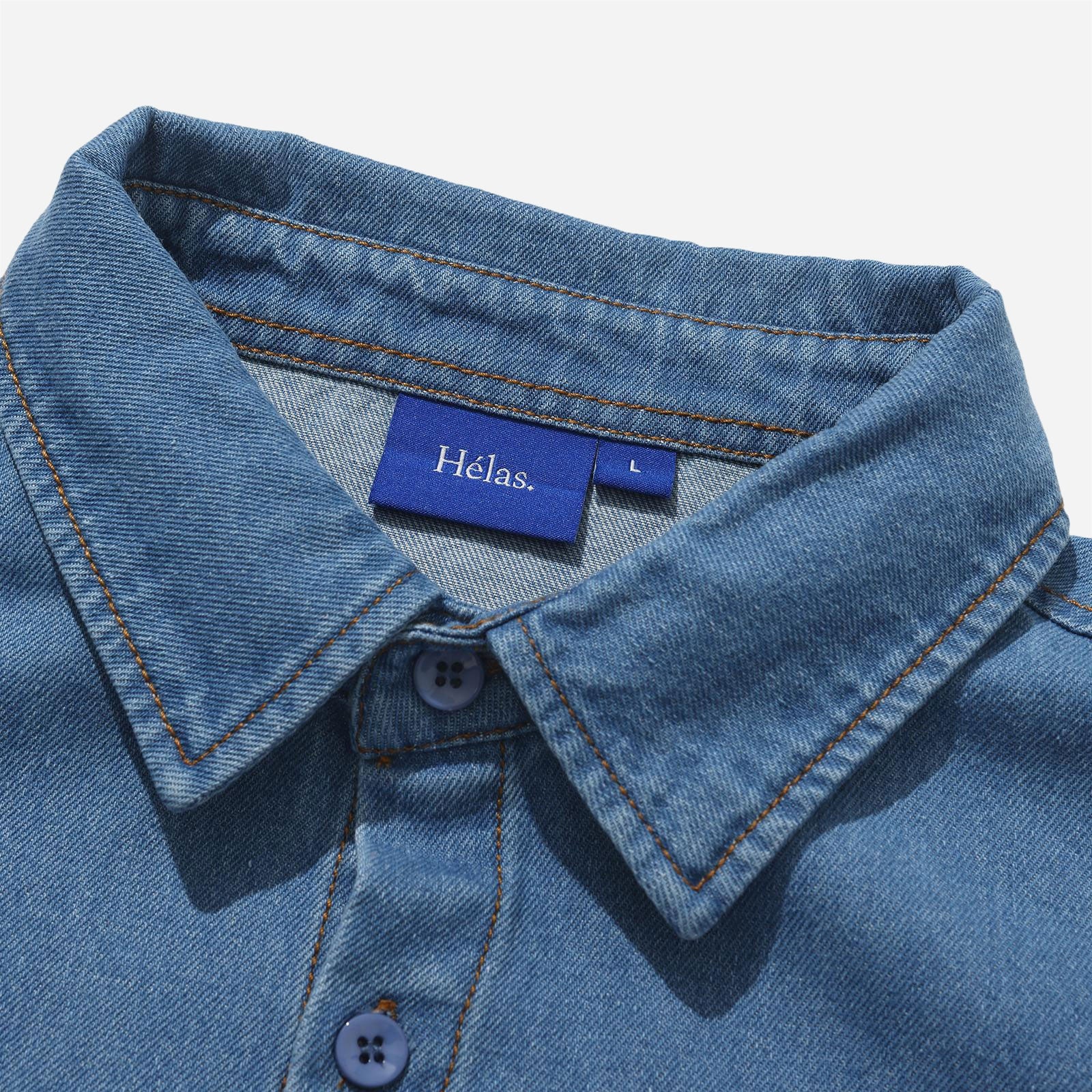 Hélas- Bad Washed Denim Shirt - Light Blue