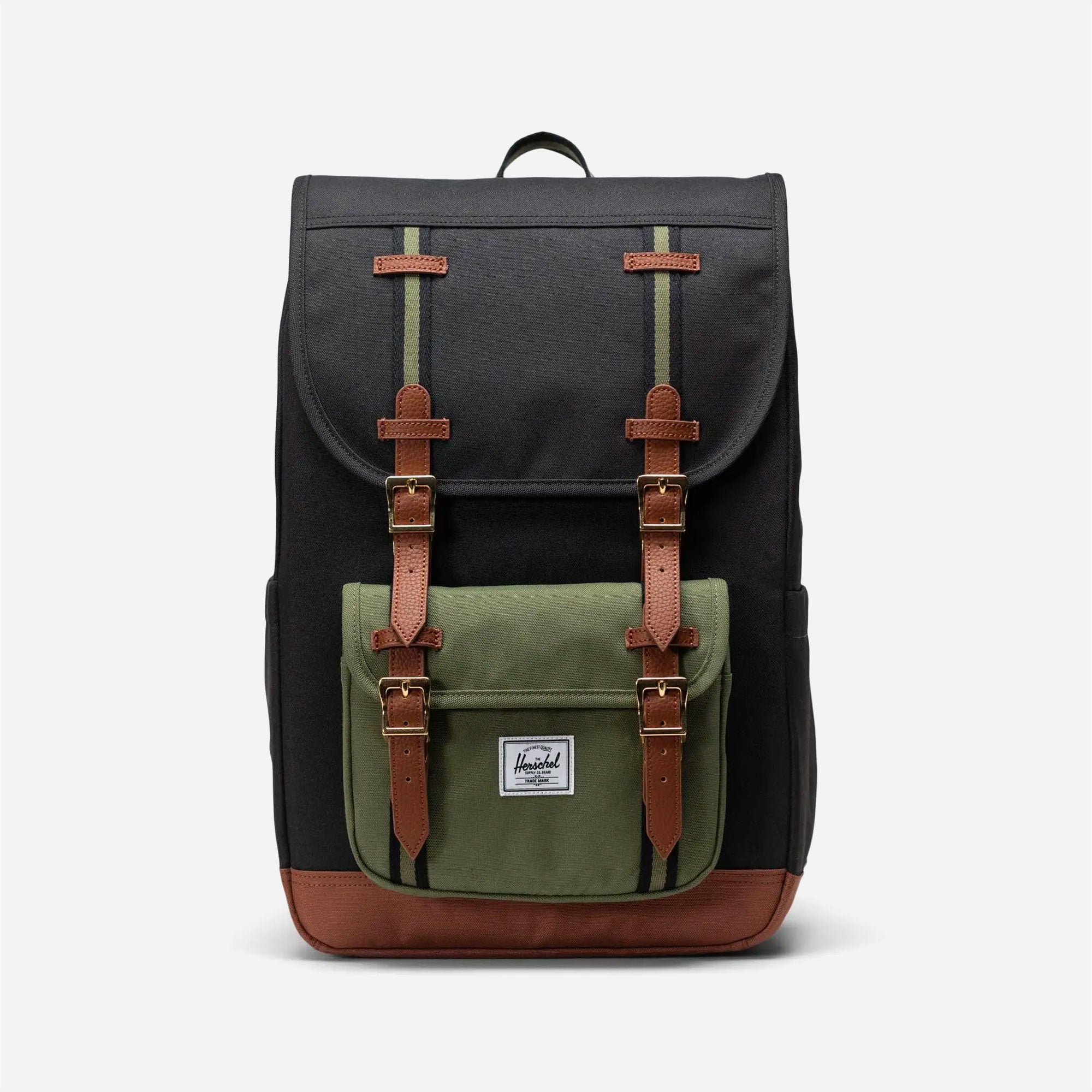 Herschel - New Little America Mid -Volume - Black Four Leaf Clover Saddle Brown