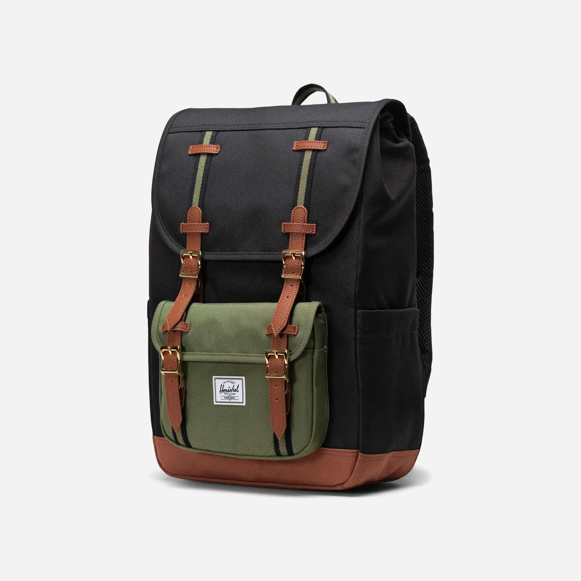 Herschel - New Little America Mid -Volume - Black Four Leaf Clover Saddle Brown