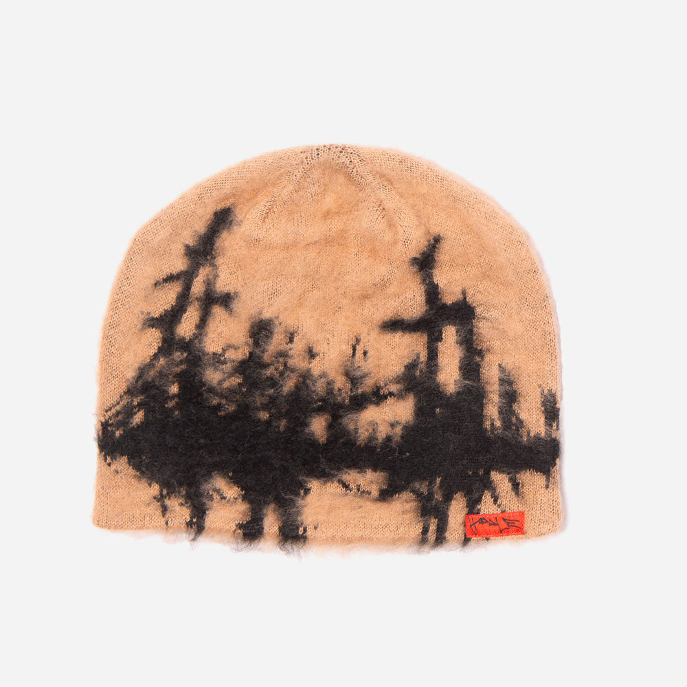 HODDLE - FAUX MOHAIR SKULL BEANIE - Tan