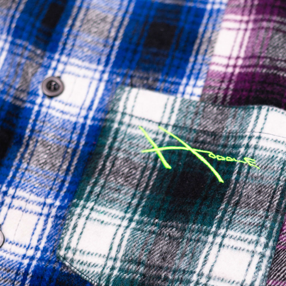 HODDLE - SPECTRUM FLANNEL SHIRT - Orange Blue Purple