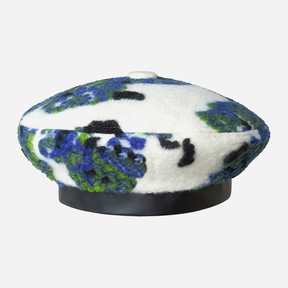 KANGOL - WOOLY FLORAL BERET - CREAM