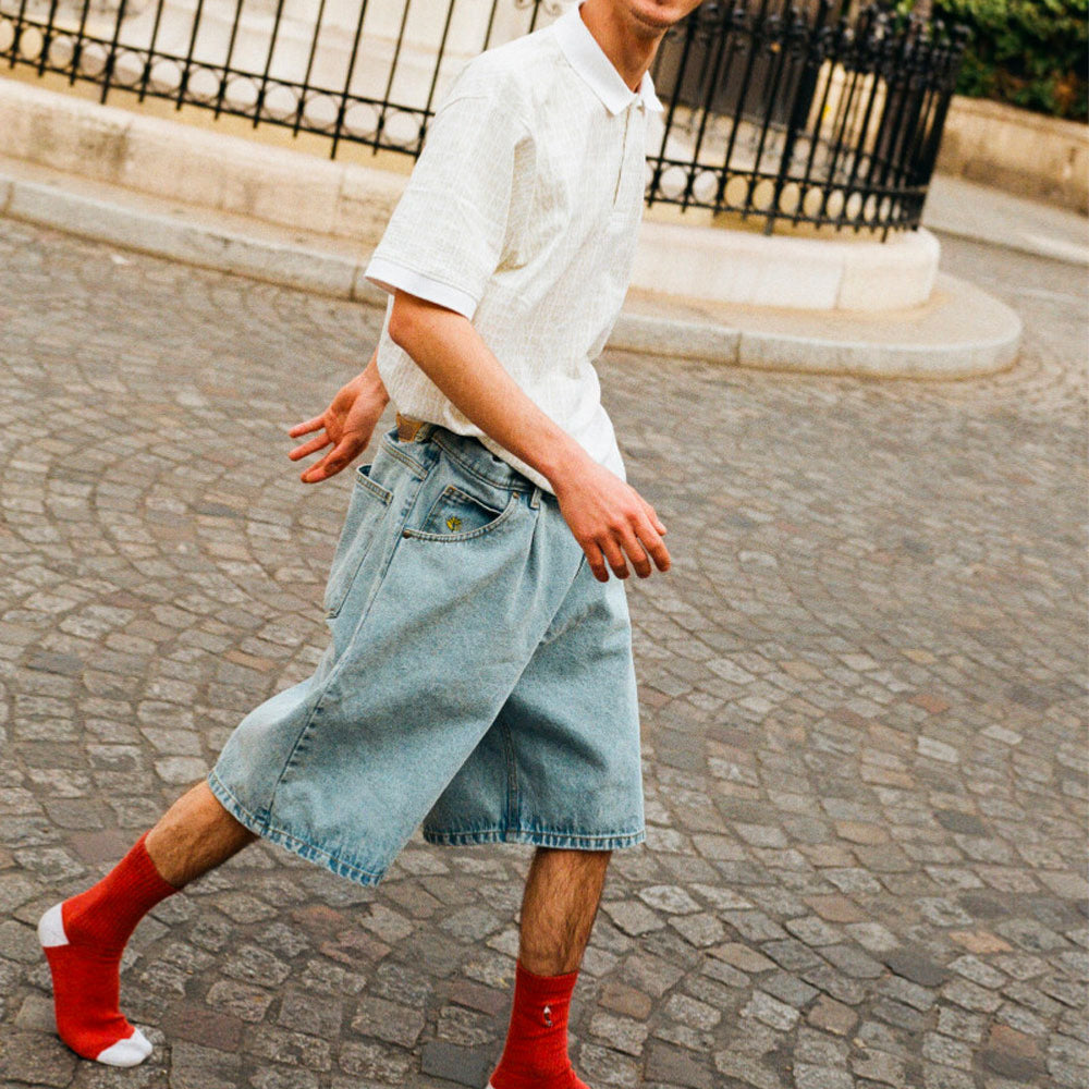 MAGENTA - DENIM LONG SHORT - Washed blue