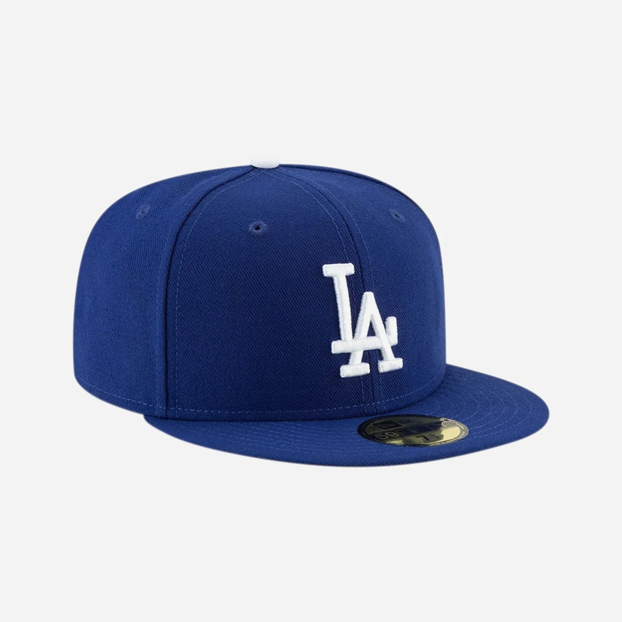 Official on-field New Era 59FIFTY Fitted LA Dodgers royal blue cap featuring the raised white LA logo.