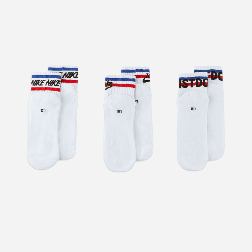 Nike - Everyday Essential 3 Pack Ankle Socks - White / Black / Royal