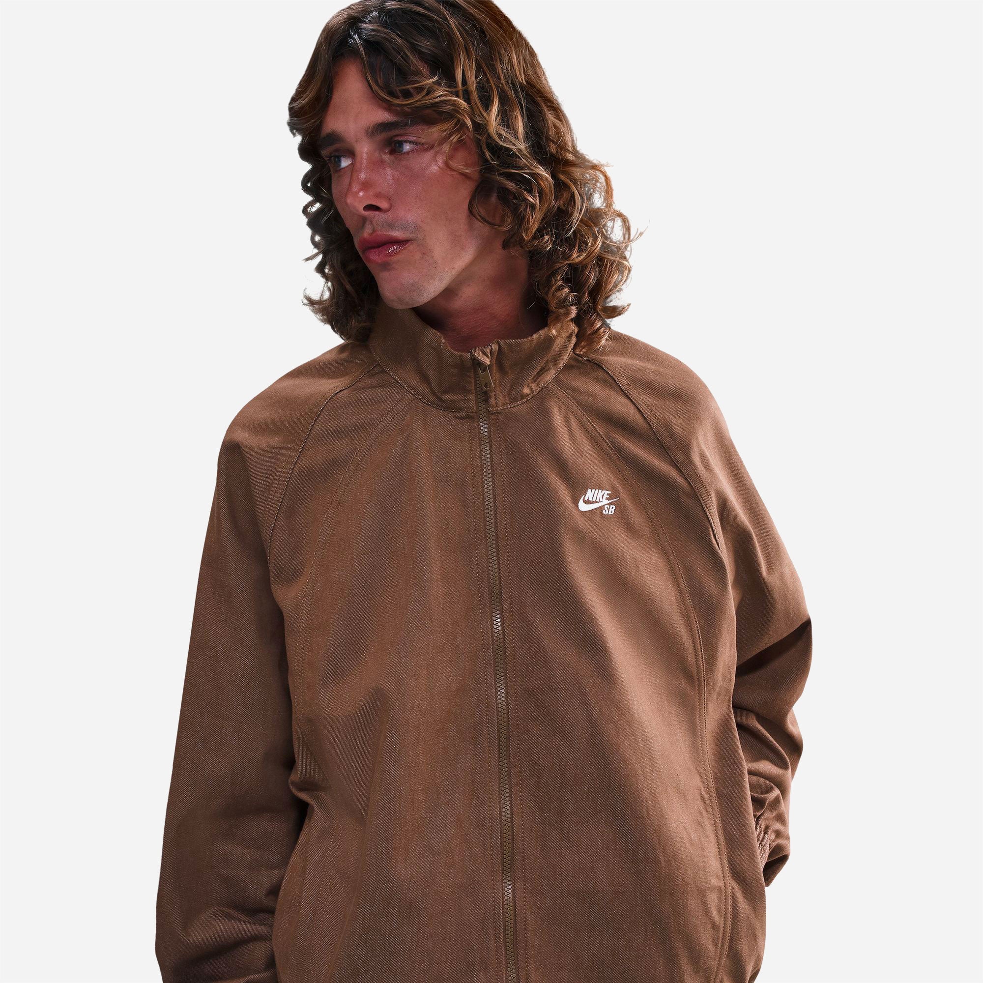 Nike SB - Denim Full-Zip Track Jacket - Mosswood Brown White