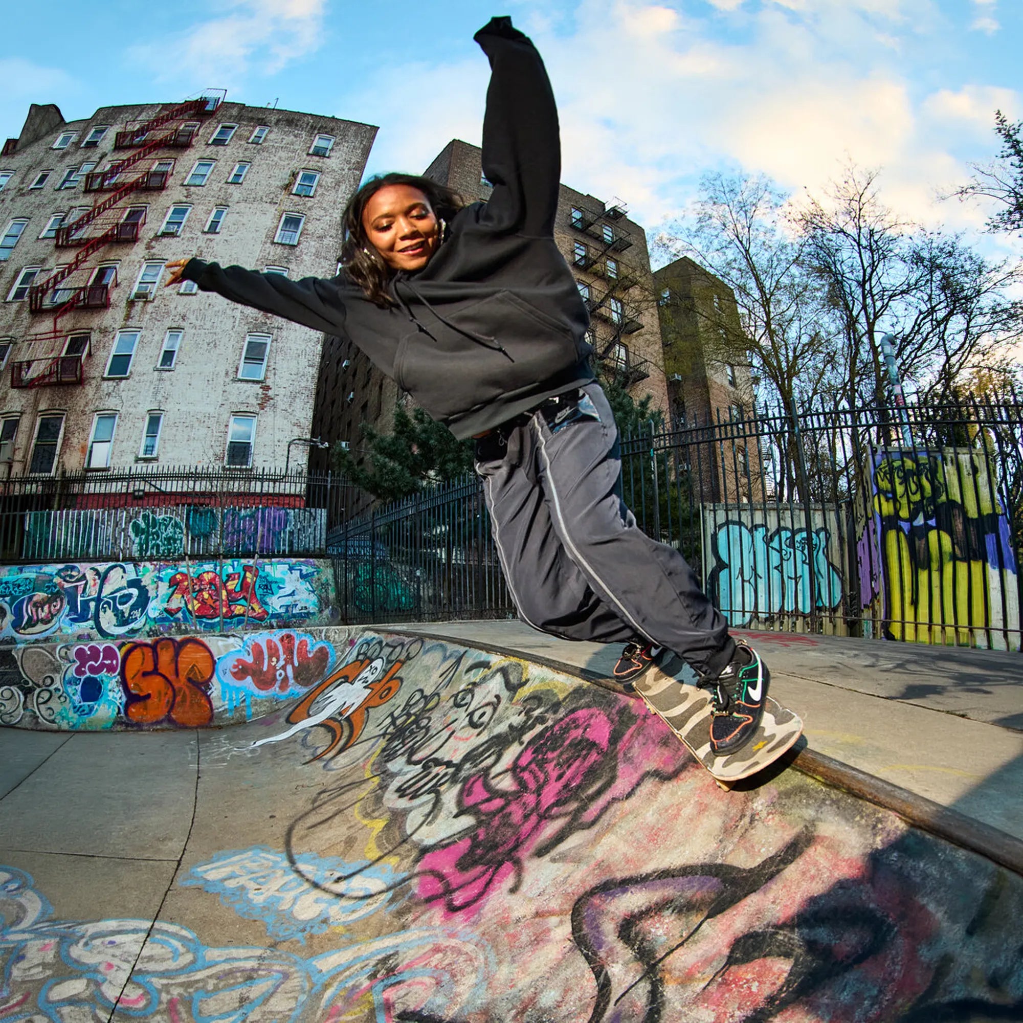 Nike SB Dunk Low Pro "Bronx Girls Skate" QS - Black / White - Challenge Red - Total Orange