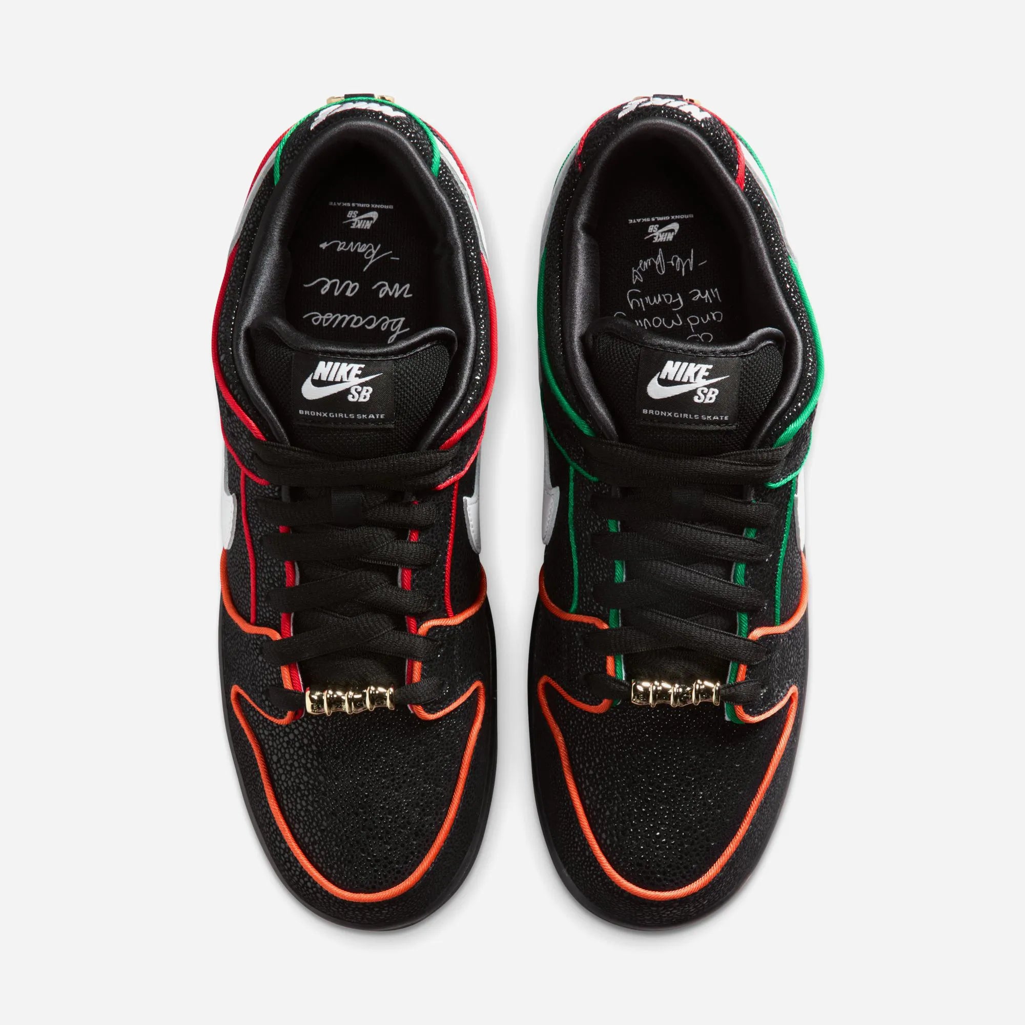 Nike SB Dunk Low Pro "Bronx Girls Skate" QS - Black / White - Challenge Red - Total Orange